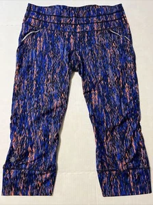 Athleta Capri Leggings Damen Gr. LG Reptile Relay blau/koralle Gesäßtasche " - Bild 1 von 13