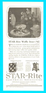 1926 Star Rite Waffle Iron kitchen appliance PRINT AD breakfast Torrington, Conn - Picture 1 of 3