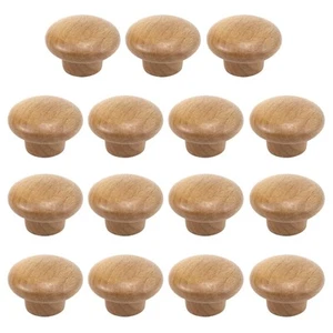 15PCS Round Wood Finished Cabinet Knobs 1.5" Diameter Round Mushroom Shape Dr... - Picture 1 of 5