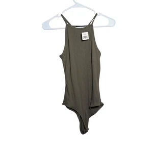 Ambiance Body Suit Women's Medium Green Ribbed Sleeveless One Piece Top - Picture 1 of 9
