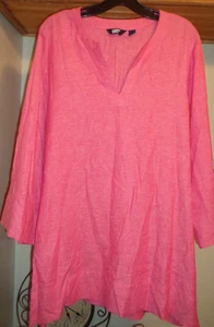 LANDS'END ROSA LEINENMISCHUNG 3/4 ARM LONG TUNIKA OBERTEIL NEU GR. XL - Bild 1 von 8