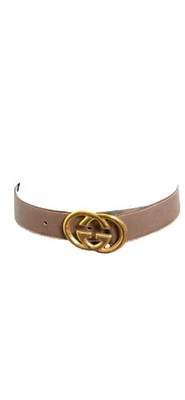 Gucci Double G GG Statement belt vintage 80 32 Gold Brown Leather - Image 1 of 4