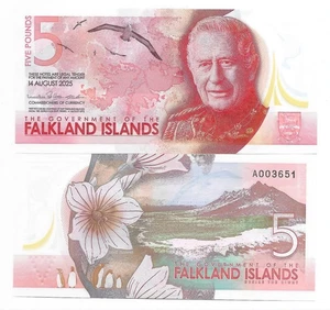 Falkland Islands 5 Pounds - UNC - 2025 - Polymer - King Charles III - Picture 1 of 1