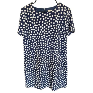 J. Crew Shift Dress Womens Navy White Polka Dot Short Sleeve Mini Size 8 Career - Picture 1 of 7
