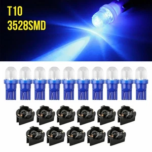 10x Ice Blue T10 194 LED Bulbs Instrument Panel Cluster Dash Light +10 Sockets - Picture 1 of 12