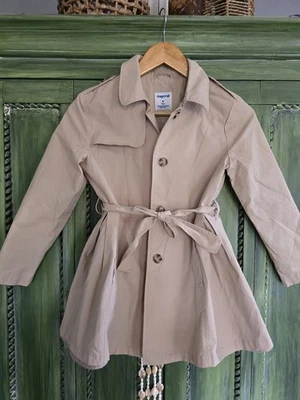 Girls Size 10 Mayoral Tan Colored Trench Coat With Belt And Pockets - Image 1 of 4