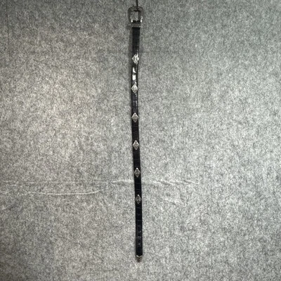 De BAS Cinturón Mujer Mediano 27-31 Negro Cocodrilo Cuero Repujado Western Concho Foto 1 de 4