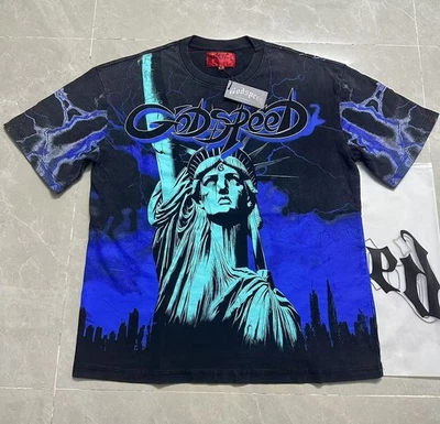 Para Hombres NUEVO Godspeed Estatua de la Libertad Rayo Cielo Camiseta Manga Corta Foto 1 de 4