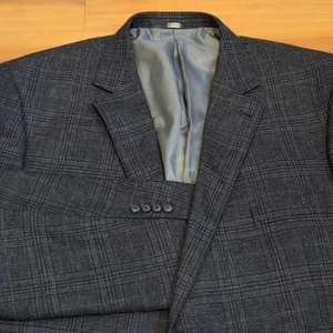 Oak Hill Blazer Mens XXXL 54 56 Gray Purple Checkered Plaid Sport Coat Jacket - Picture 1 of 16