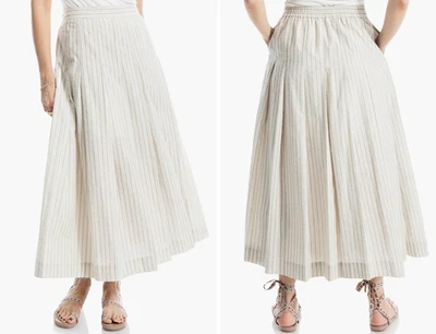 Maxi falda plisada a rayas para mujer Max Studio Seersucker L pradera fluida Foto 1 de 4
