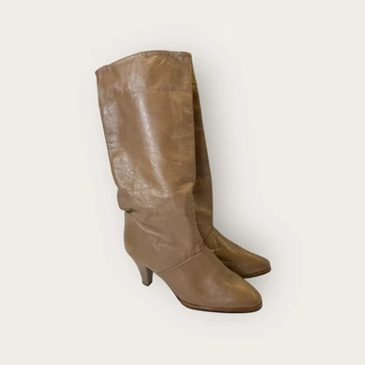 Botas hasta la rodilla de cuero Joyce California vintage color topo tostado talla 7 M Foto 1 de 4