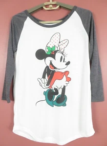 TB12318- DISNEY Women's 65% Polyester T-Shirt 3/4 Sleeve Cartoon Minnie Mouse M - Picture 1 of 5