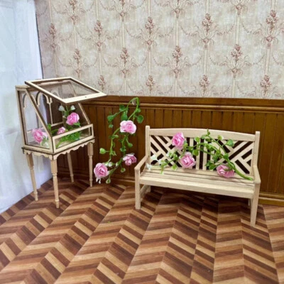 3PC 1:12 1/6 Scale Dollhouse Miniatures Accessories Rose Flower Vine Greenhouse - Image 1 of 4