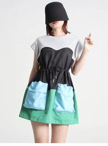 TWOTWINSTYLE Streetwear Dress For Women Round Neck Sleeveless High Waist... - Picture 1 of 9