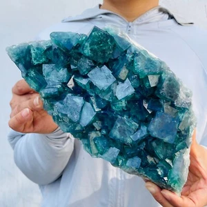 3930g Large Natural Green Cube Fluorite Quartz Crystal Cluster Mineral Specimen - Picture 1 of 11
