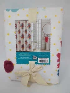 The Pioneer Woman Shower Curtain Breezy Blossom Floral Dot Cotton Blend 72" - Picture 1 of 3