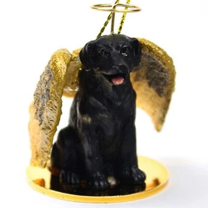Black Labrador Ornament Angel Figurine Hand Painted - Picture 1 of 1