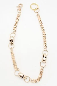 Men Women Gold Metal Key Chain Wallet Holder Clasp Biker Skeleton Skull Charms - Picture 1 of 12