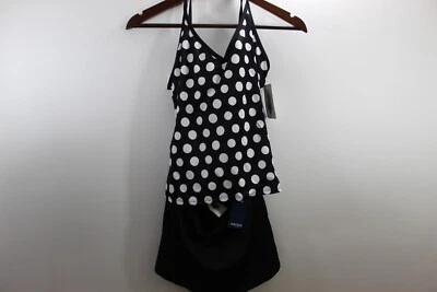Traje de baño Jantzen 2 piezas para mujer negro con lunares blancos Foto 1 de 2