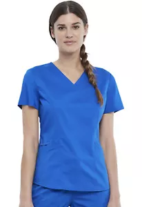 Cherokee Workwear Scrubs V-Neck Petite Top WW612P ROY Royal Free Shipping - Picture 1 of 5