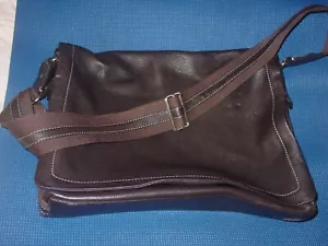 LEVENGER BRAUN BOMBER LEDER AKTENTASCHE HERREN MESSENGER BAG 16 X 12 SCHULTER KIESEL - Bild 1 von 6