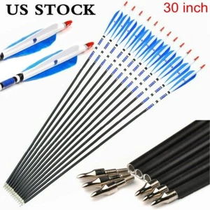 12Pcs 30/32 Carbon Arrows SP 500 Turkey Feather Archery For Compound&Recurve Bow - Picture 1 of 17