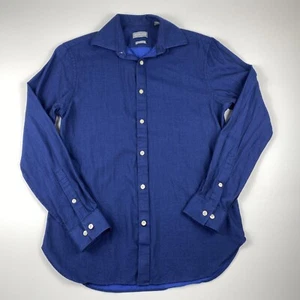 Michael Kors Slim Fit Hemd Herren M dunkelblau Knopfleiste Langarm Karriere Büro - Bild 1 von 12