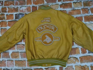 *LEE TREVOR VINTAGE USA LEDERJACKE*REPEL TIZED*GELB*CASUAL*GR: XL*TIP TOP - Picture 1 of 9