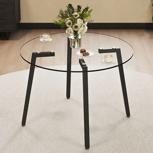 Modern simple style round transparent tempered glass table,tempered glass table - Picture 1 of 13