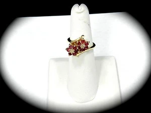 14K Yellow Gold Natural Ruby And Diamond Ring Size 6 - Picture 1 of 7
