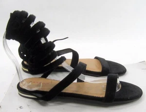 BLACK  open toe  go around the leg strap Sexy Sandal women Size  9 - Picture 1 of 4