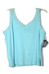 J H Collectibles Blue Women's Sleeveless Tank Lace Neckline Size 2 023 - Picture 1 of 4