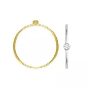 14 Karat massiver Gelbgold Solo natürlicher Diamantring 1 mm 0,03 Karat Stapel zierlicher Ring - Bild 1 von 12