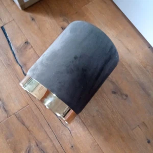 Sitzhocker, Metallfuß, 30 cm x 38 cm, Dunkelgrau/Gold, Samt, neu/OVP - Bild 1 von 8