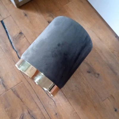 Sitzhocker, Metallfuß, 30 cm x 38 cm, Dunkelgrau/Gold, Samt, neu/OVP - Bild 1 von 4