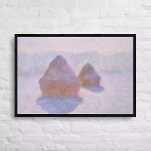 Haystacks (Effect of Snow and Sun) by Claude Monet 36x24-Framed Canvas Print - Picture 1 of 1