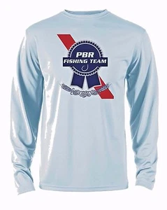 PABST BLUE RIBBON Microfiber Long Sleeve Fishing Shirt UPF Sun Shirt - Picture 1 of 1