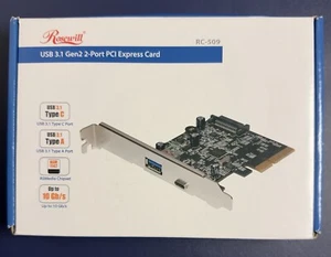 Rosewill RC-509 PCI-E (PCI Express) to USB 3.1 (Type A + Type C) Expansion Card - Afbeelding 1 van 11