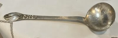 Evald Nielsen Signed Danish Silver Soup Ladle #12 3 Towers Christian F. Heise - Изображение 1 из 4