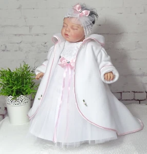 Vestido de bautizo + diadema + abrigo de bautizo blanco-ROSA vestido de bebé ❤️ talla 56,62,68,74,80,86,92 - Imagen 1 de 19