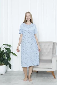 Trifolium Short/Long Sleeve 100% Turkish Cotton Nightdress Floral Trim Nightie - Picture 1 of 7