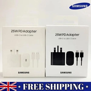Genuine 25W Super Fast Charger Adapter Plug & Cable Original For Samsung S25 S24 - Picture 1 of 11