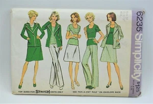 1974 Simplicity Sewing Pattern # 6235 Ladies 14 Top Skirt Pants Bust 36 Uncut - Picture 1 of 6