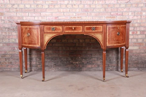 Baker Furniture Stately Homes Sheraton Bow Front Inlaid Mahogany Sideboard Cover