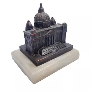 Souvenir Petersdom Rom Vintage Bronzefarben Metall Marmorsockel 4” x 3” - Bild 1 von 9