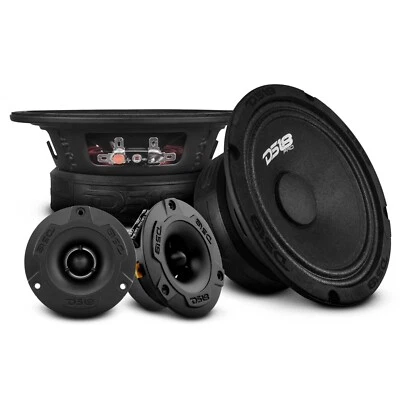 Pacote combo de alto-falantes de carro DS18 PRO-GM6.4PK inclui 2X midrange 2X tweeter - Imagem 1 de 4