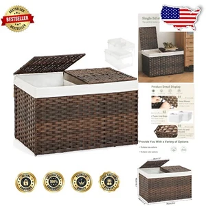 29.9 x 17.3 Inch Wicker Basket with Waterproof Lid - Ideal for Home Organization - Picture 1 of 9