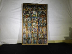 Collage de medios mixtos Peg Spann - "Iglesia" - Casa de arte de garza - Pieza de galería - Imagen 1 de 13