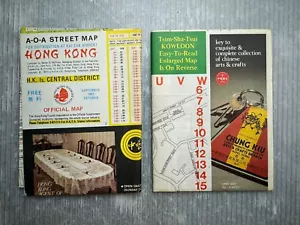 vintage A-O-A HONG KONG & Tsim-Sha-Tsui KOWLOON Street MAP LOT Tourist Souvenir - Picture 1 of 6