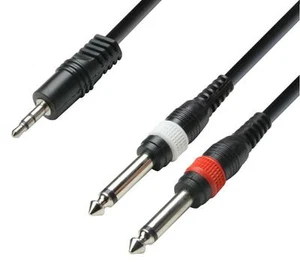 Mini jack per cuffie da 3,5 mm a jack 2 x 1/4" piombo iPod laptop a PA - 3 metri - Foto 1 di 1